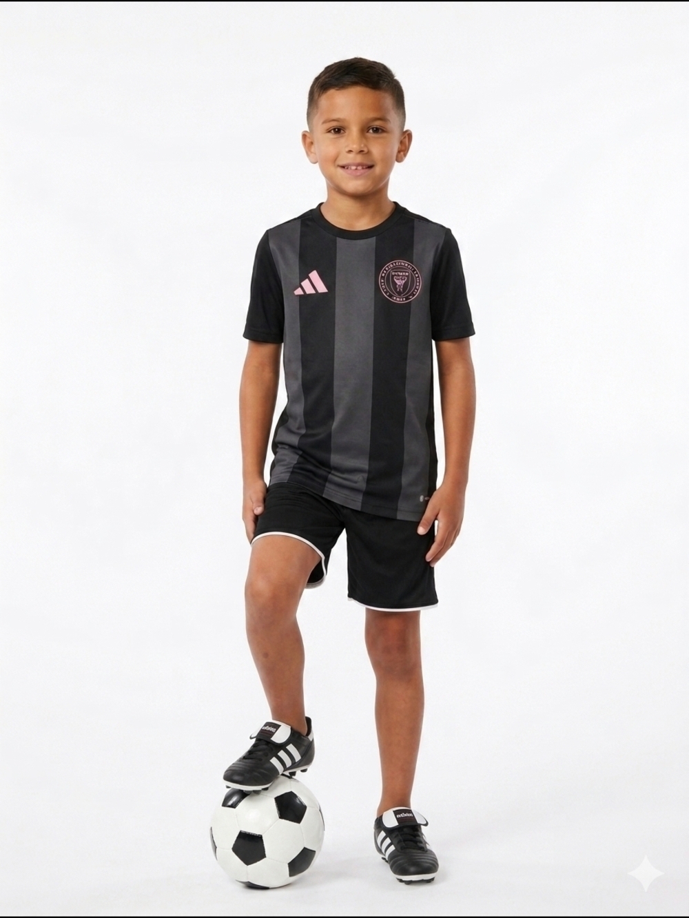 Messi Black & Gray Striped Soccer Jersey